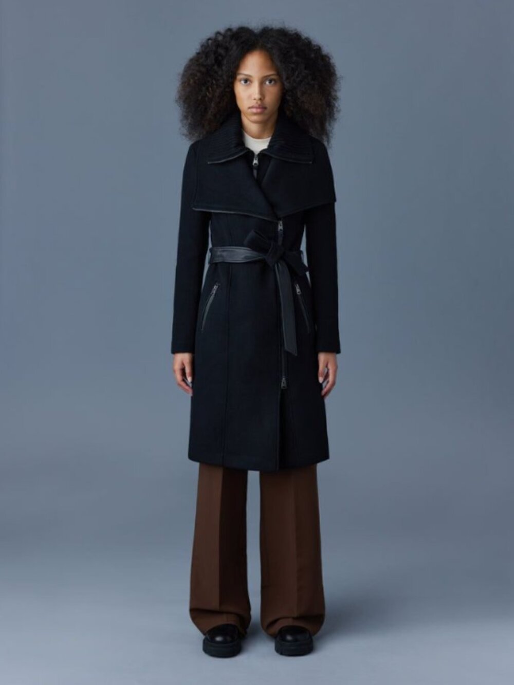 NWOT Mackage Nori Double Face Wool Coat, Black, XS